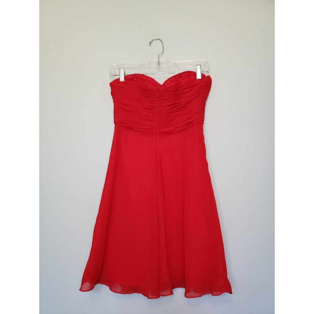 Faviana Womens 4 Cocktail Dress Prom Pleated Chest Bright Red Short Strapless - Picture 2 of 5